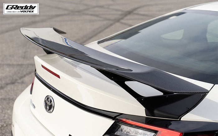 GReddy VOLTEX Rear Wing Side Mounts Wet Carbon - 2022-2024 Toyota GR86